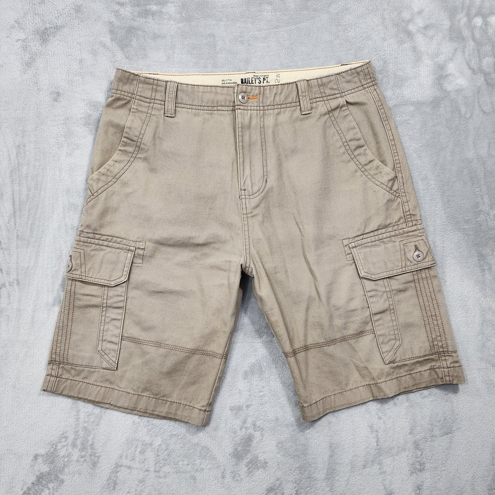 Vintage Bailey's Pt Shorts Mens 32 Beige Cargo Canvas Utility Workwear Casual